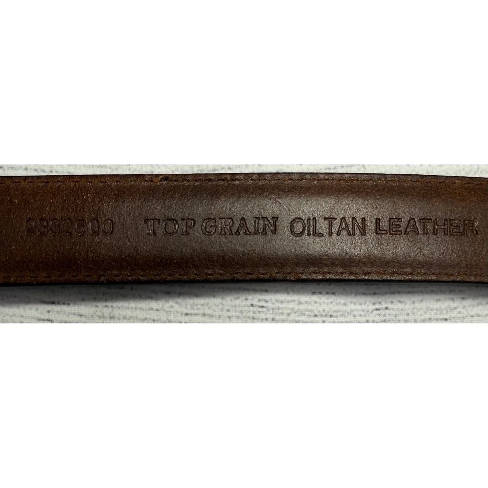 Golf Top Grain Leather Belt Brown Silver‎ Buckle Western Style Size 38